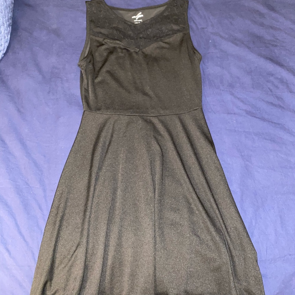 Black Skater Style Dress with Lace Detailing
